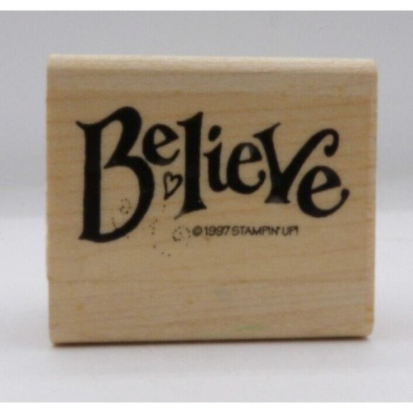 Stamp "Believe" Stampin' Up! ©1997 2" x 1 3/4" - Picture 1 of 4
